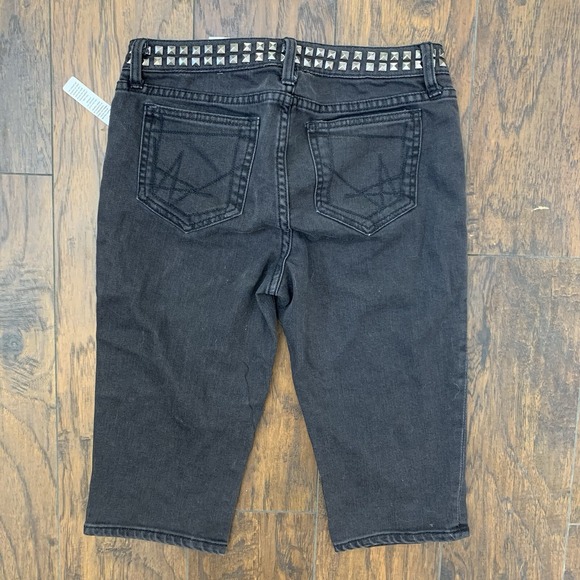 Allen B Studded Denim Shorts Women's Size 4 Gray Moto Zip NWT Punk Y2K Style - Picture 3 of 9